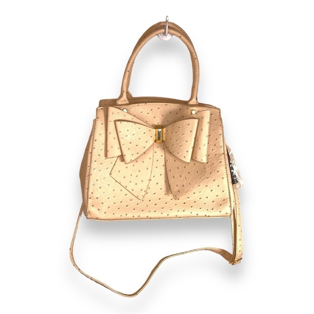 NWT GROSSI PASTEL PINK IVORY BOW PURSE NEW CONVERTIBLE HANDLE